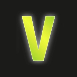 Reflektierender, gelber Klebebuchstabe "V" von Conacord, 8 cm hoch.