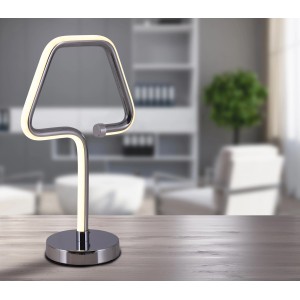Moderne LED-Tischleuchte Loop Line von Näve, Chrom, 30 cm hoch. Designlampe für Wohnzimmer.