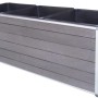 Anthrazitfarbener WPC-Pflanzkasten Monaco, 78x27x27,5 cm, mit drei Einsätzen und Aluminiumrahmen.