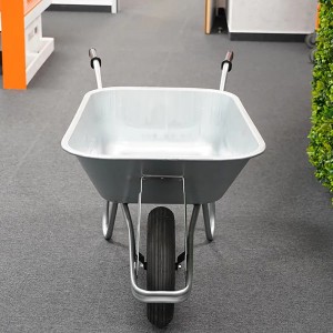 Geschweißte Schiebetruhe Bau100 OBI mit 100 l Muldenvolumen und Luftrad.