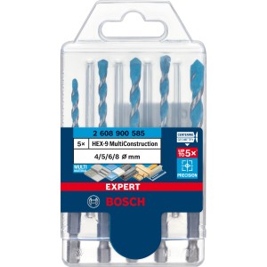 Bosch Expert Multi Construction Bohrer Set, 5-teilig, Ø 4-8 mm, Universalbohrer für verschiedene Materialien.