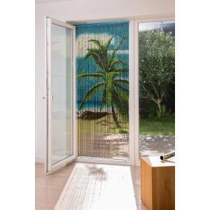 Türvorhang Bambus Paradise mit Palmenmotiv, 90x200 cm, als Raumteiler oder Deko.