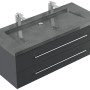 Posseik Badmöbel-Set Yamo, 130 cm, Grafit: Unterschrank mit Granit-Waschbecken und zwei Hahnlöchern.