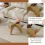 okwish Beistelltisch mit Sicherheitsglas Quadratisch Wohnzimmer Büro 80x80x40cm Natur_8