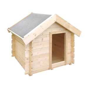 Timbela Hundehütte M401-1 aus Holz, beige-braun, für kleine Hunde geeignet.