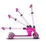 Pinker Six Degrees Junior Scooter mit 145 mm Rollen, zeigt den Klappmechanismus. Höhenverstellbar, für Sport & Fitness.
