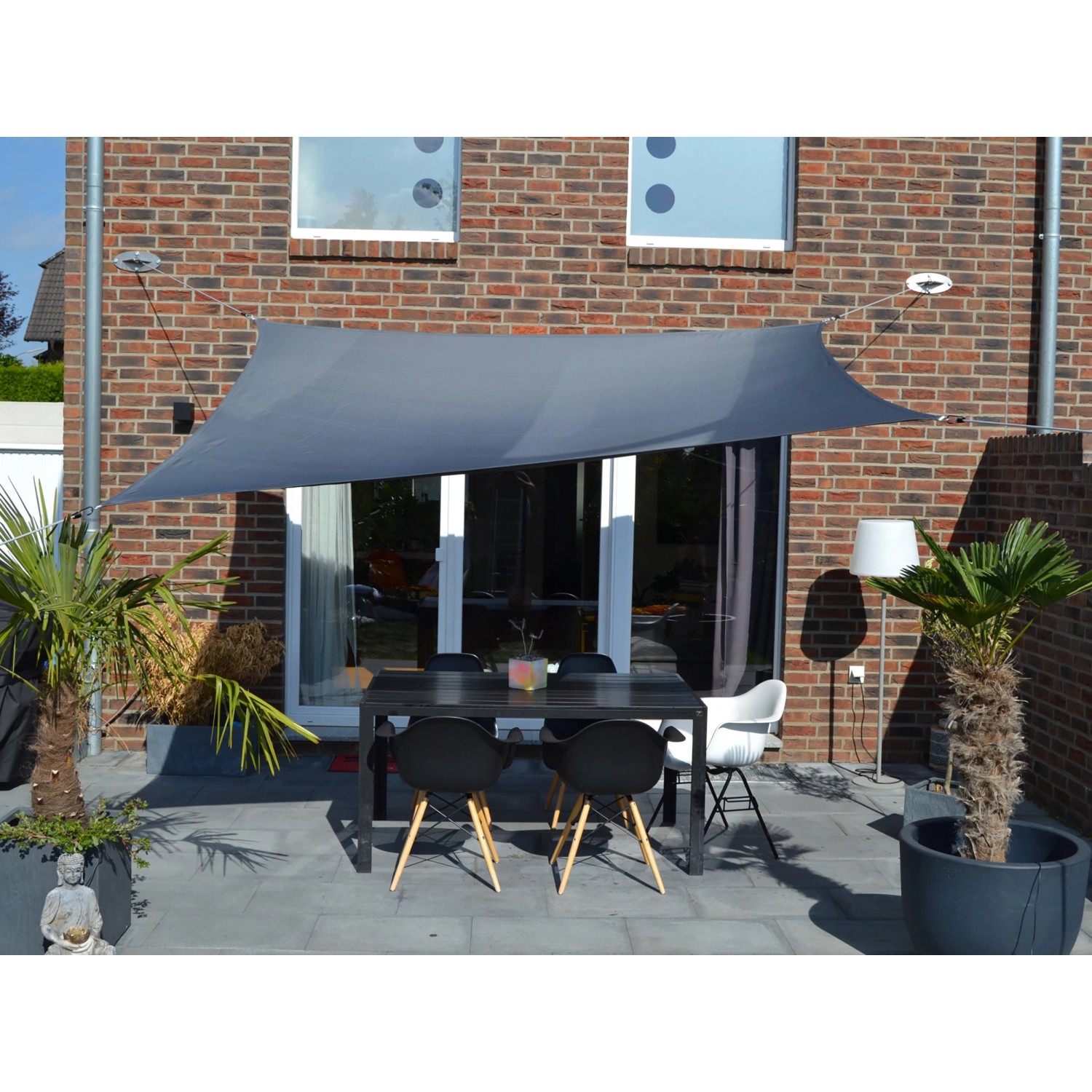 Floracord Vierecksonnensegel Anthrazit 300 cm x 400 cm mit Regenschutz