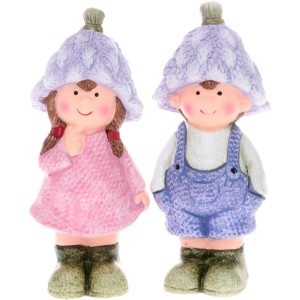 Gartenfigur Lavendelkinder 2-fach Sortiert 14,5 cm x 5,5 cm x 6,5 cm