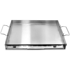 Jamestown Grillplatte Plancha aus Edelstahl, polierte Metalloptik für Grills.