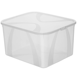 Transparente Rotho Clear Box Arco Sweater, 25 l, mit Deckel. Ideal zur Aufbewahrung.