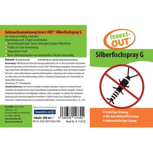 Insect Out Silberfischspray G 200ml zur Bekämpfung von Silberfischen im Haus.
