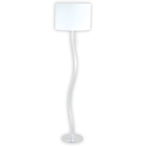 Weiße Näve LED Stehleuchte Aurelia mit Textilschirm und geschwungenem Standfuß.