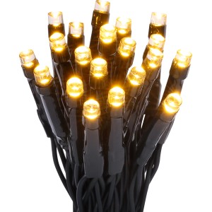 LED-Lichterkette mit 40 warmweißen LEDs und grünem Kabel für stimmungsvolle Beleuchtung.