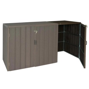 MCW Mülltonnenbox Erweiterung J28 braun, WPC-Verkleidung mit abschließbarer Tür, 117x79x105cm.