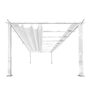 Weißer Pavillon Pergola Gazebo Florida mit Sonnensegel, Aluminiumkonstruktion.