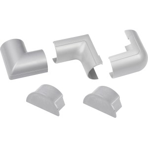 D-Line Kupplung Zubehör-Set, 50x25mm, Alu, für Kabelkanäle, 5-teilig.