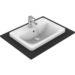 Ideal Standard Connect Einbauwaschtisch, 58x42 cm, Weiß, mit Hahnloch und Überlauf.