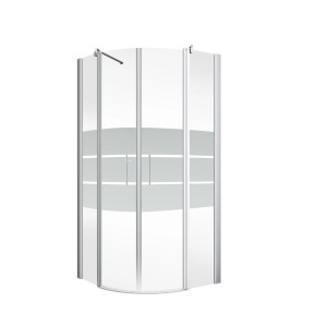 Schulte Runddusche AlexaStyle2.0, 90x90 cm, mit grauem Streifenmuster.