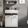 Moderne Badkombination in Grau-Weiß (60x190x32cm) mit Waschbeckenunterschrank und Spiegelschrank.