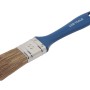 LUX Flachpinsel Lasuren, 30 mm, mit blauem Griff und braunen Borsten.
