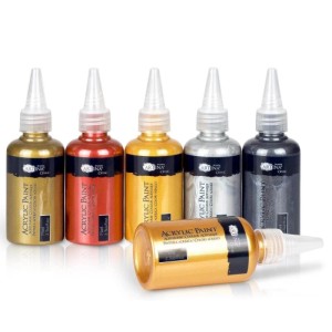 Artina Metallic Acrylfarbenset, 6 Farben (Gold, Silber, Rot, Schwarz) im Set.