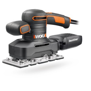 Worx WX641 Schwingschleifer mit Staubabsaugung und Softgriff.