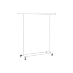 Weißer Songmics Kleiderständer mit Rollen, ausziehbar, für Schlafzimmer oder Waschküche.