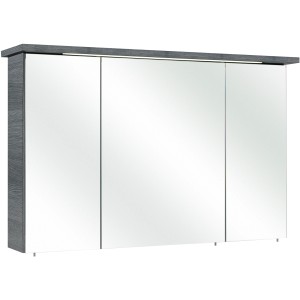 Pelipal Spiegelschrank Quickset 328, Graphit, 115 cm breit, mit drei Spiegeltüren und Kranzbeleuchtung.