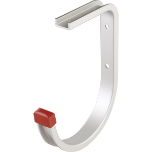 Deckenhaken U-Profil aus Aluminium, silberfarben mit roter Gummikappe, für Lasten bis 20 kg.