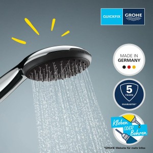 Grohe Vitalio Start 110 Handbrause Chrom mit Wasserstrahl im Detail.