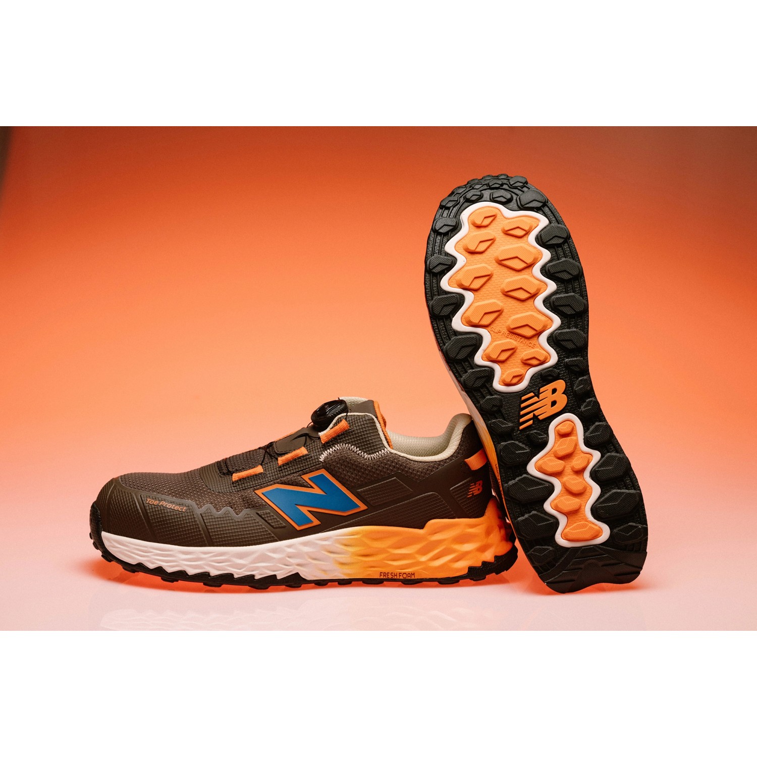 New Balance Cremorne BOA S3 Sicherheitsschuh in Schoko-Orange, Größe 40. Arbeitsschuh mit Fresh Foam Sohle.