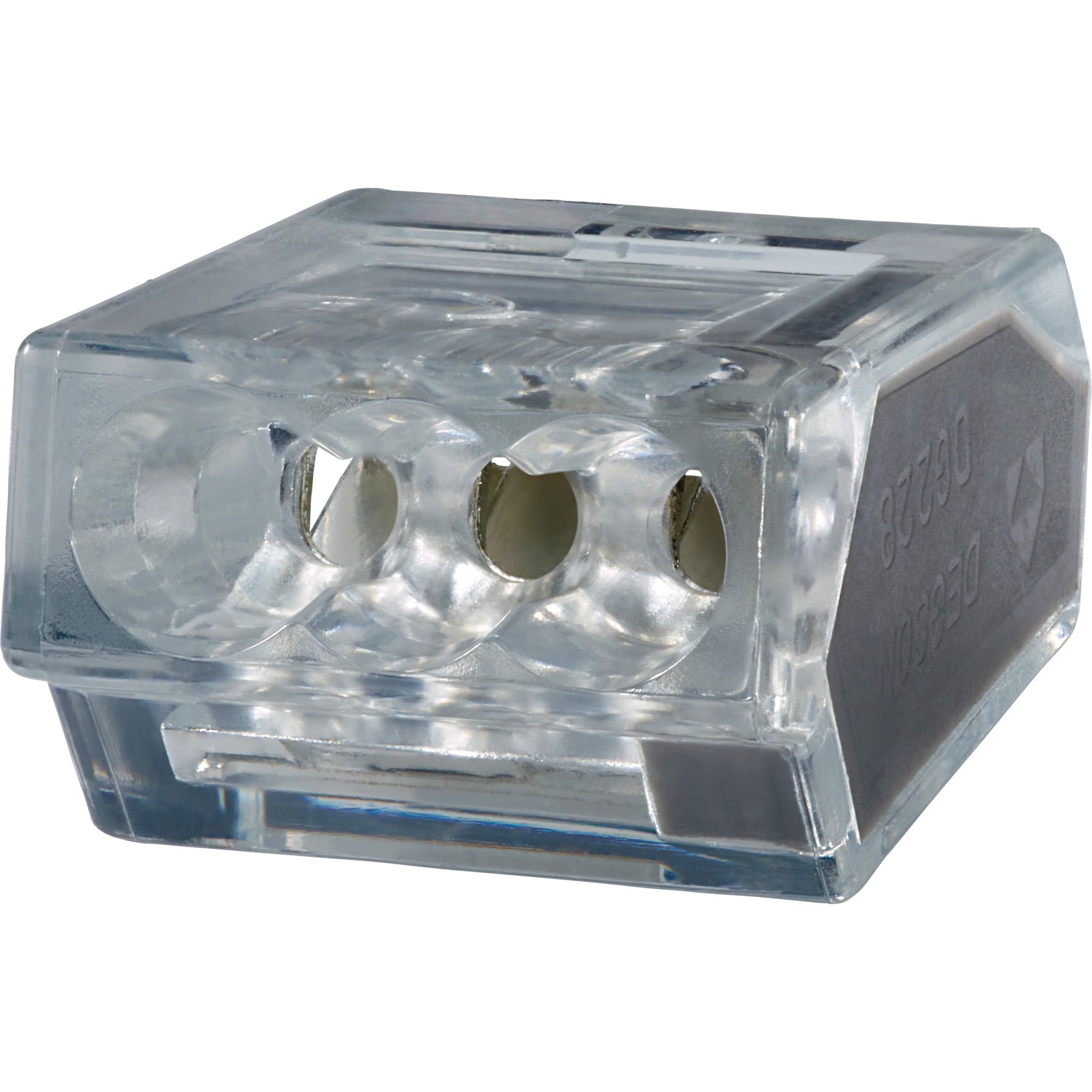 Steckklemme, transparent, 3-polig, für Leiter Ø 0,75-2,5 mm, aus dem 10-teiligen Verbindungsklemmen-Set.
