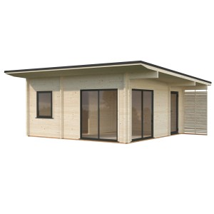 Palmako Ferienhaus Cecilia, 540x540 cm, naturbelassen. Weekendhaus mit großen Fensterfronten und Terrasse.
