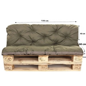 Setgarden Palettenkissen-Set, grün, mit Sitz- und Rückenkissen (120x60x40cm) für Palettenmöbel.