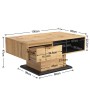 Naturfarbener Couchtisch mit Holzmaserung, 100x60cm, offener Schublade und schwarzem Staufach. Ideal für Wohnzimmer.