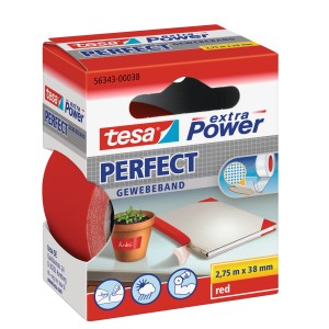 Tesa Extra Power Perfect Gewebeband Rot 2,75 m x 38 mm