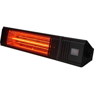 Schwarzer Infrarot-Heizstrahler 2000 W mit Fernbedienung für Wand- oder Deckenmontage.