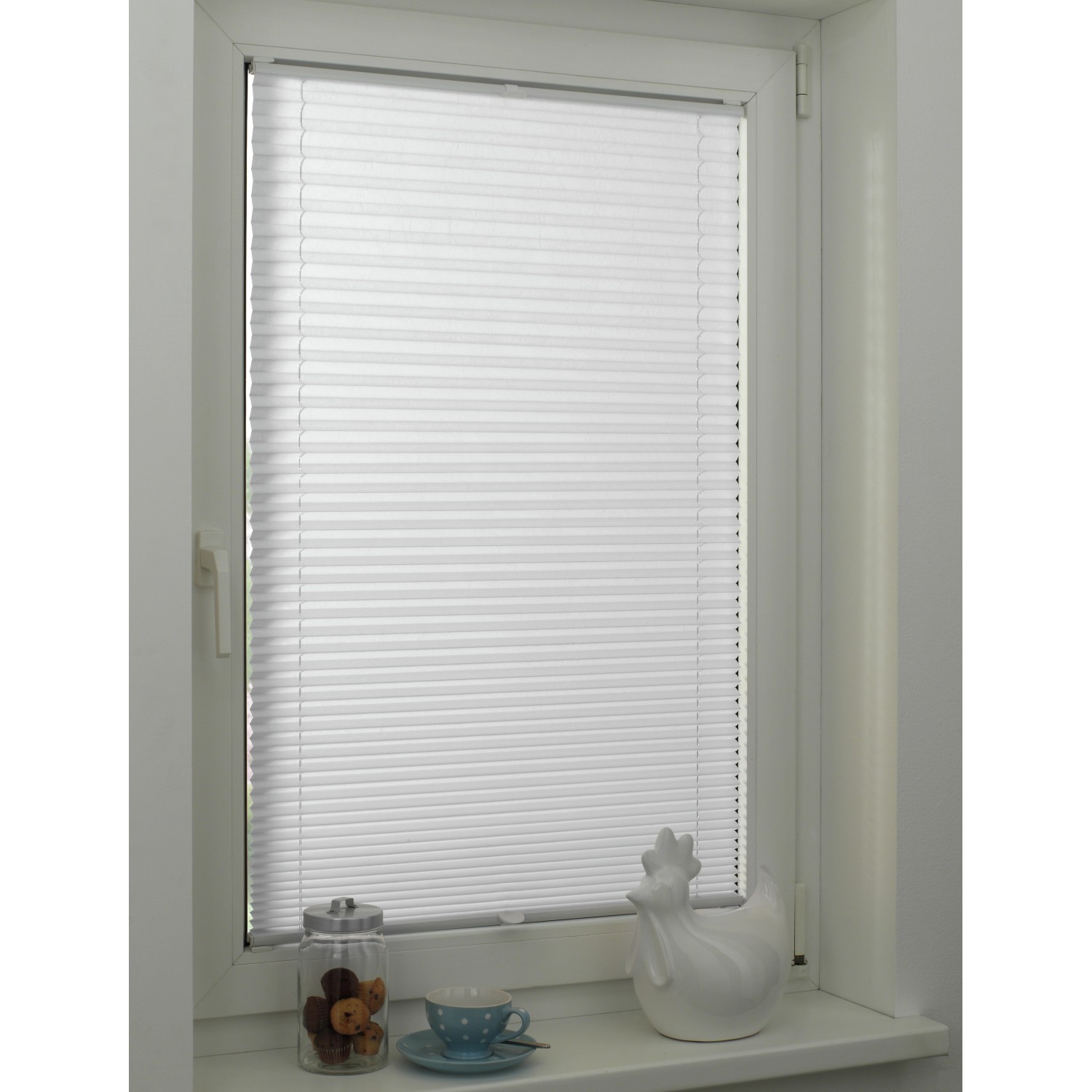 Gardinia Plissee Concept Tageslicht, 70x130 cm, Weiß am Fenster. Lichtdurchlässiger Sichtschutz.