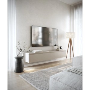 Selsey TV-Hängeboard Bemmi 175 cm, kaschmirgrau, schwebend unter TV an Wand. Modernes Lowboard mit zwei Fächern.