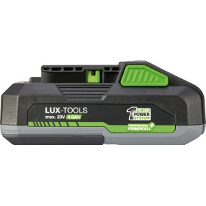 LUX-TOOLS Akku AK-20/4.0, 20 V, 4 Ah für Elektrowerkzeuge des 1 PowerSystem in Schwarz und Grau.