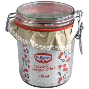 Dr. Oetker Bügelglas 530ml mit Kirschmuster, ideal zum Einkochen und Einmachen.