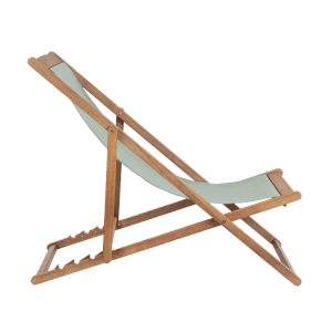 Liegestuhl Noemi mit Holzgestell und hellgrünem Bezug, verstellbare Gartenliege für entspannte Stunden.
