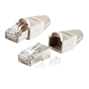 Schwaiger Netzwerkstecker, Cat 6, mit vergoldeten Kontakten und Kabelführung.