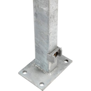 Verzinkter Zaunpfosten 89 cm mit Bodenplatte für Zaunbau.