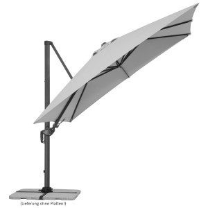 Schneider Ampelschirm, 300 cm, silbergrau, mit Kurbel. Sonnenschirm für Garten und Balkon.