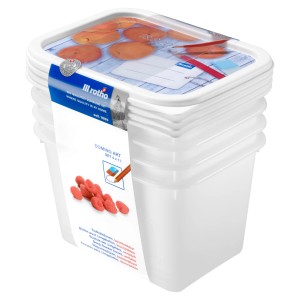 Rotho Gefrierdose-Set Domino 1 l Weiß 4-teilig