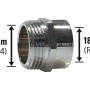 Verchromter Gewinde-Reduziernippel aus Messing, 26,4 mm (R 3/4) x 18,6 mm (Rp 1/2) für Gewindefittings.