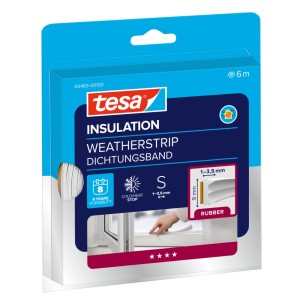 tesa® Insulation Dichtungsband E-Profil, weiß, 6m. Tür- und Fensterdichtung gegen Zugluft und Wärmeverlust.