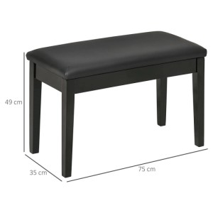 Schwarze HOMCOM Klavierbank mit Kunstleder-Sitzfläche und Stauraum, 75x35x49 cm. Ideal als Hocker.