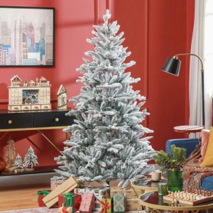 Künstlicher Weihnachtsbaum, 180 cm hoch, mit vollen, schneebedeckten grünen Zweigen. Perfekt für festliche Weihnachtsdekoration.